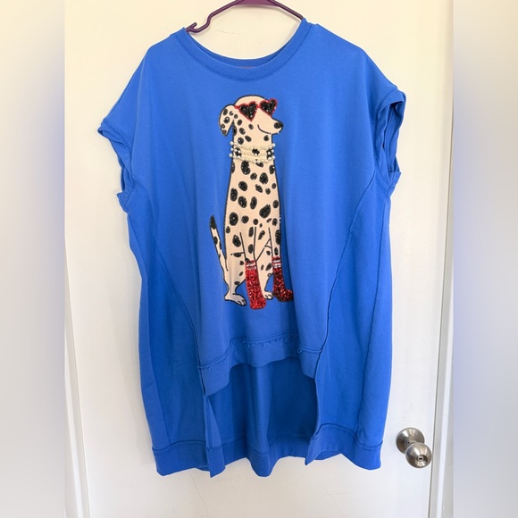 Fantastic Fawn Tops - Fantastic Fawn Blue Dog Print T-Shirt